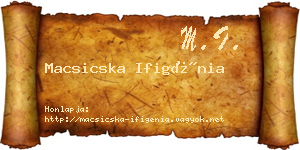 Macsicska Ifigénia névjegykártya